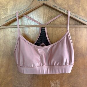 Koral Slate Infinity Mesh Racerback Sports Bra Metallic Pink Sheer Workout Gym